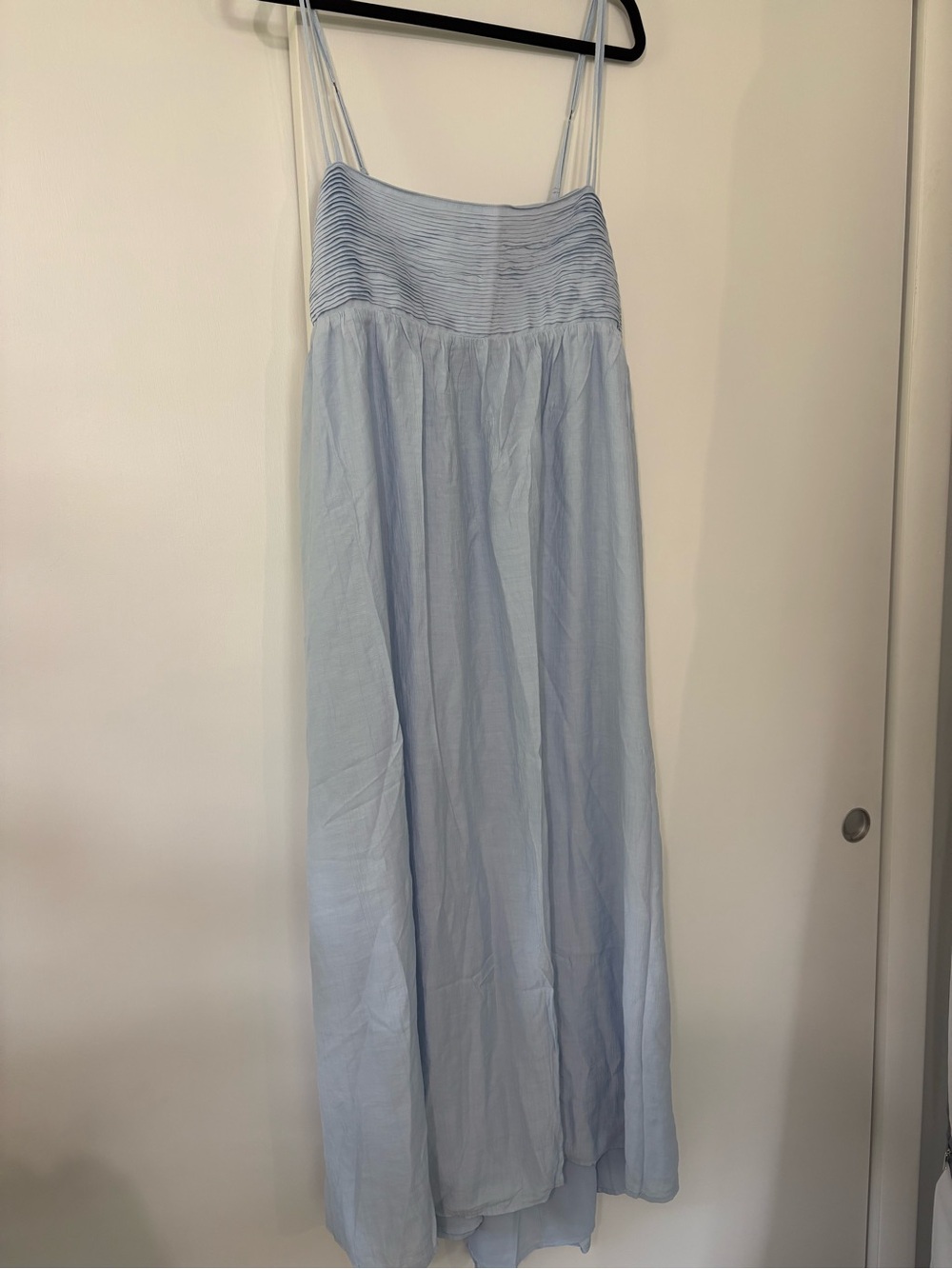 NWT Abercrombie & Fitch XXL tall Light Blue Ruched Top Open Back Maxi Dress
